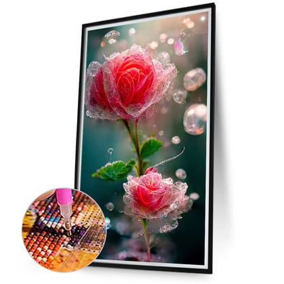 Water Drop Rose Flower - Full Square Drill Diamond Painting 40*70CM