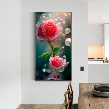 Water Drop Rose Flower - Full Square Drill Diamond Painting 40*70CM