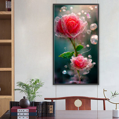 Water Drop Rose Flower - Full Square Drill Diamond Painting 40*70CM