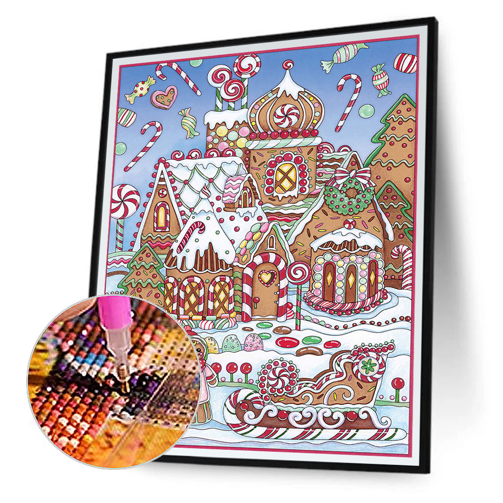 Christmas Snow Scene - Full Round Drill Diamond Painting 30*40CM