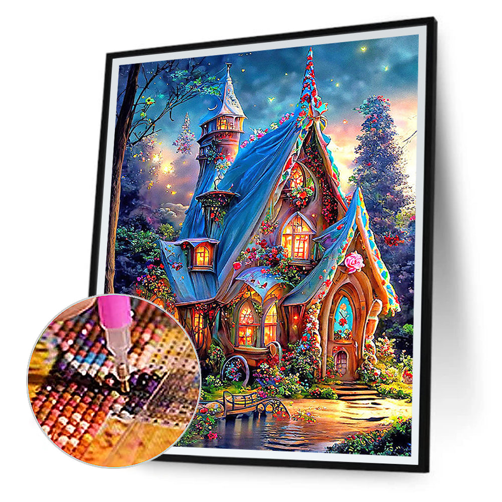 Flower House - Full Round Drill Diamond Painting 30*40CM