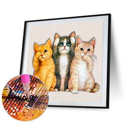 Cat Family - Full Round Drill Diamond Painting 35*35CM