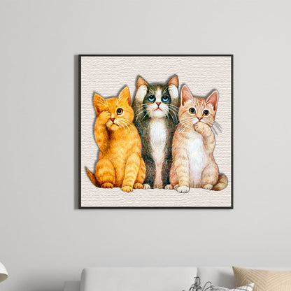 Cat Family - Full Round Drill Diamond Painting 35*35CM