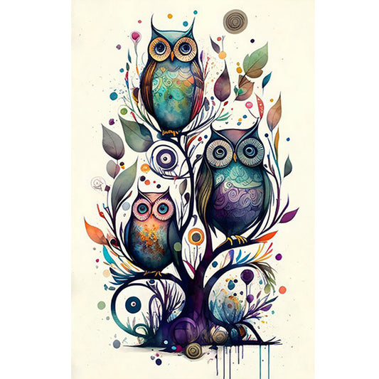 Owl - Full Round Drill Diamond Painting 30*50CM
