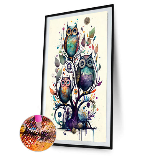Owl - Full Round Drill Diamond Painting 30*50CM