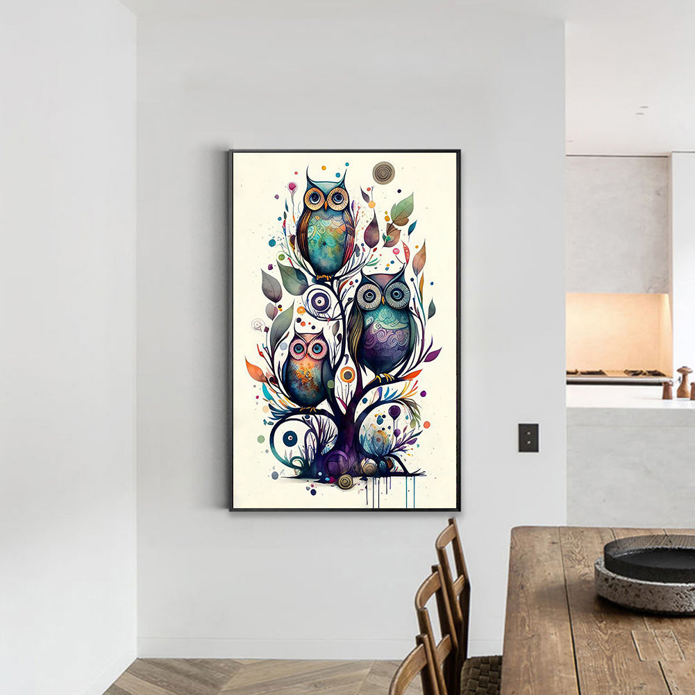 Owl - Full Round Drill Diamond Painting 30*50CM