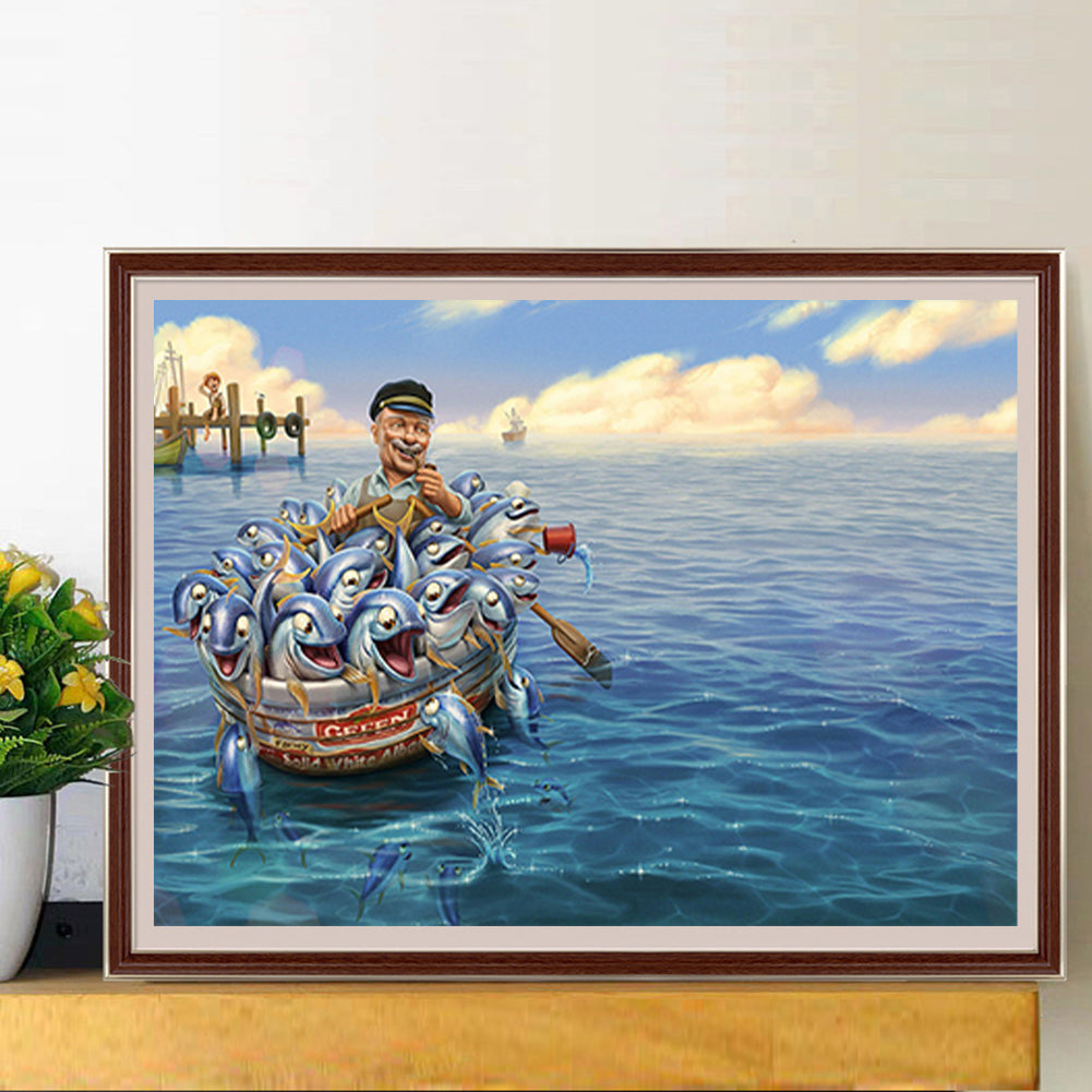 Old Fisherman - Full Round Drill Diamond Painting 40*30CM