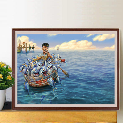 Old Fisherman - Full Round Drill Diamond Painting 40*30CM