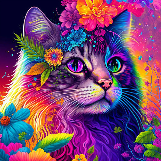 Colorful Cat - Full Round Drill Diamond Painting 50*50CM