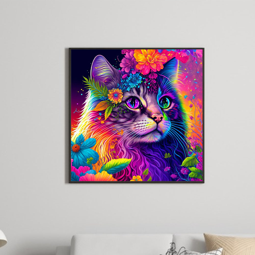 Colorful Cat - Full Round Drill Diamond Painting 50*50CM