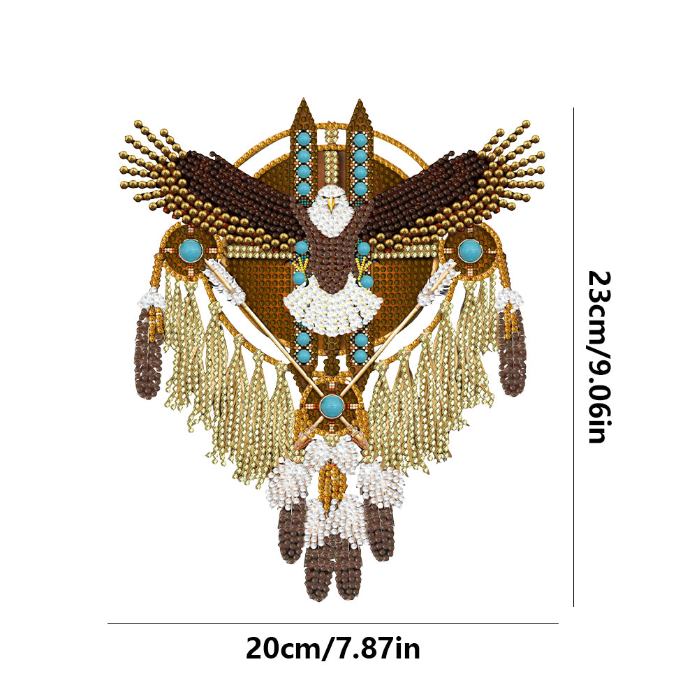 DIY Crystal Diamond Pendant Wooden Dreamcatcher Arts Craft Eagle for Home Garden