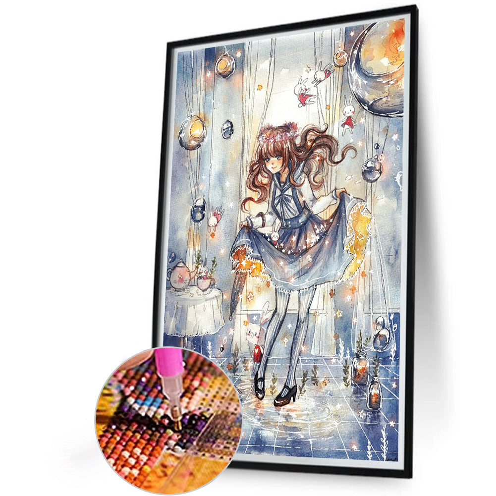 Girl With Skirt - Full Round Drill Diamond Painting 40*60CM