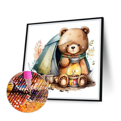 Bear Camping Lights - Full Round Drill Diamond Painting 30*30CM