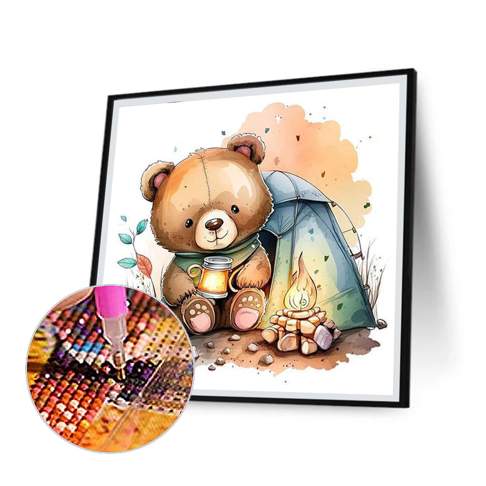 Bear Holding A Lantern - Full Round Drill Diamond Painting 30*30CM