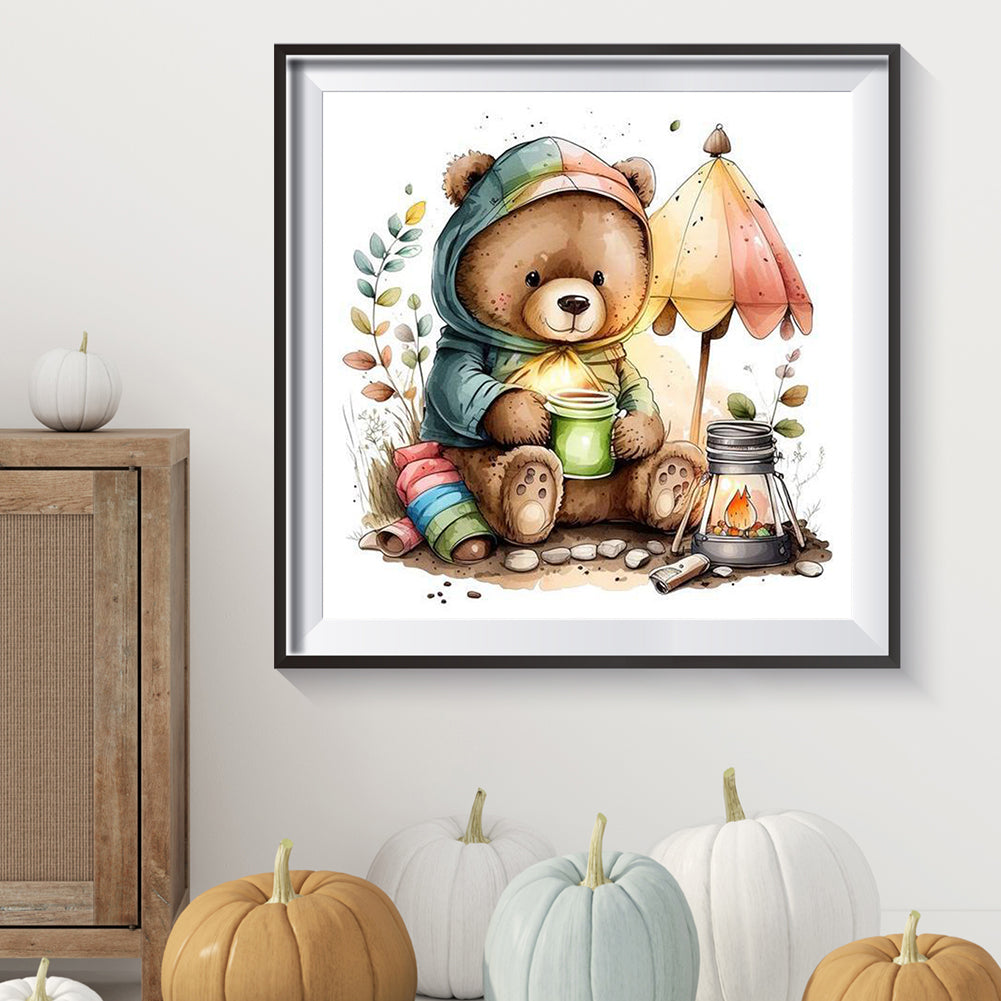 Dining Bear - Full Round Drill Diamond Painting 30*30CM