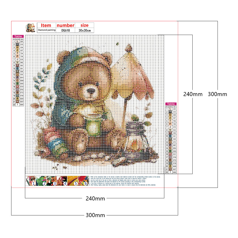 Dining Bear - Full Round Drill Diamond Painting 30*30CM