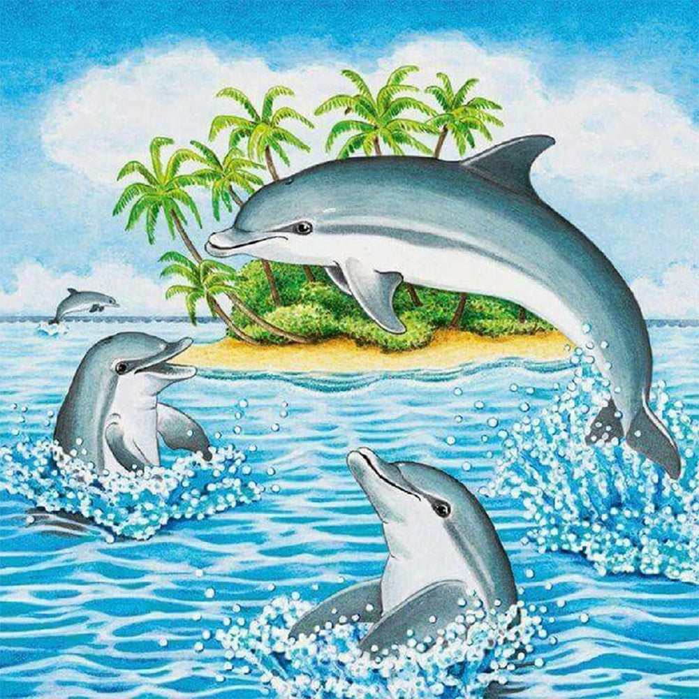 Dolphins Playing - Full Round Drill Diamond Painting 30*30CM