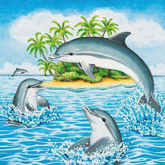 Dolphins Playing - Full Round Drill Diamond Painting 30*30CM