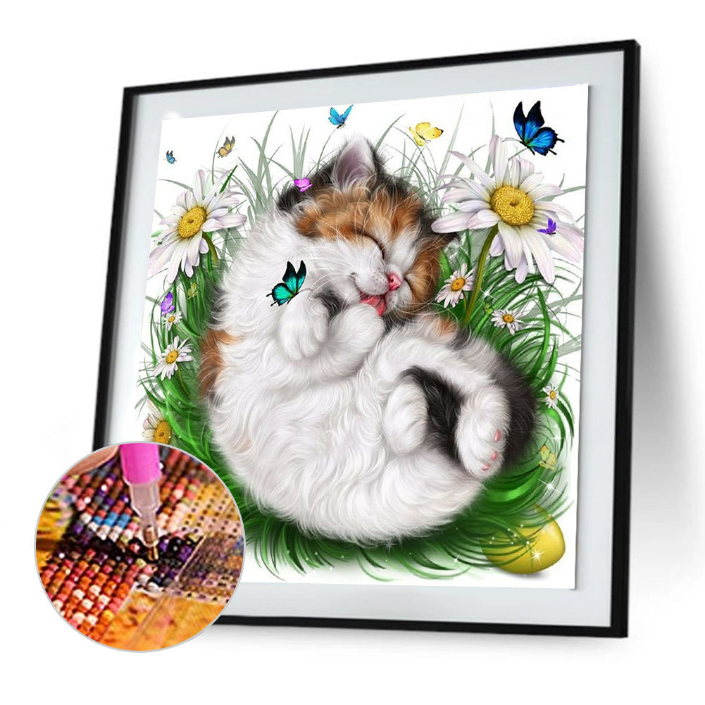 Sleeping Cat - Full Round Drill Diamond Painting 30*30CM