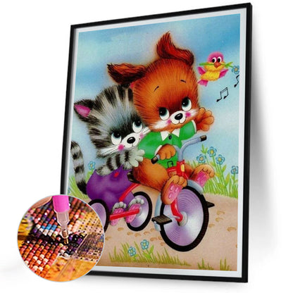 Cat Playing - Full Round Drill Diamond Painting 30*40CM