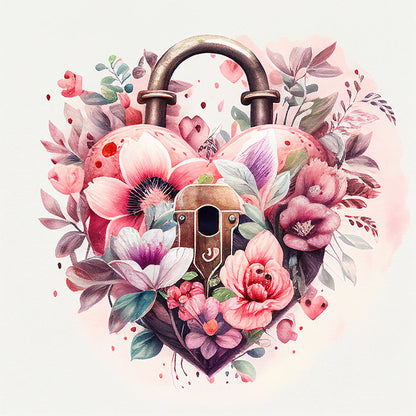 Flower Love Lock - Full Round Drill Diamond Painting 30*30CM