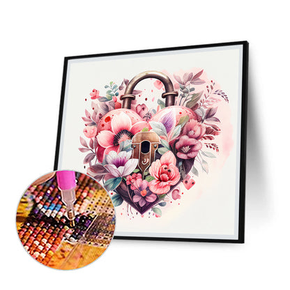 Flower Love Lock - Full Round Drill Diamond Painting 30*30CM