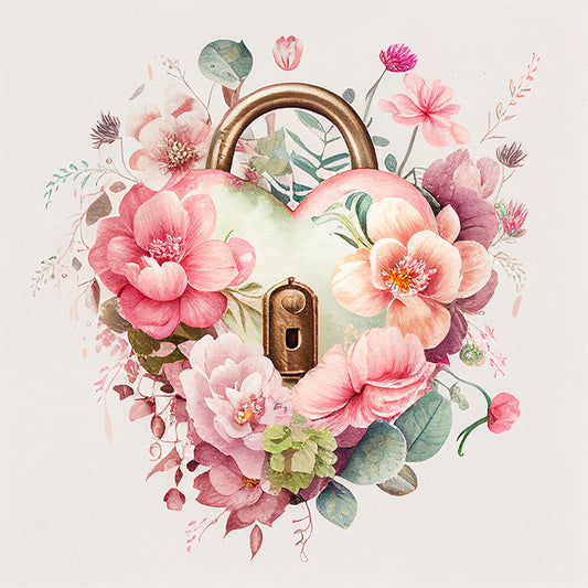 Flower Love Lock - Full Round Drill Diamond Painting 30*30CM