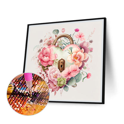 Flower Love Lock - Full Round Drill Diamond Painting 30*30CM