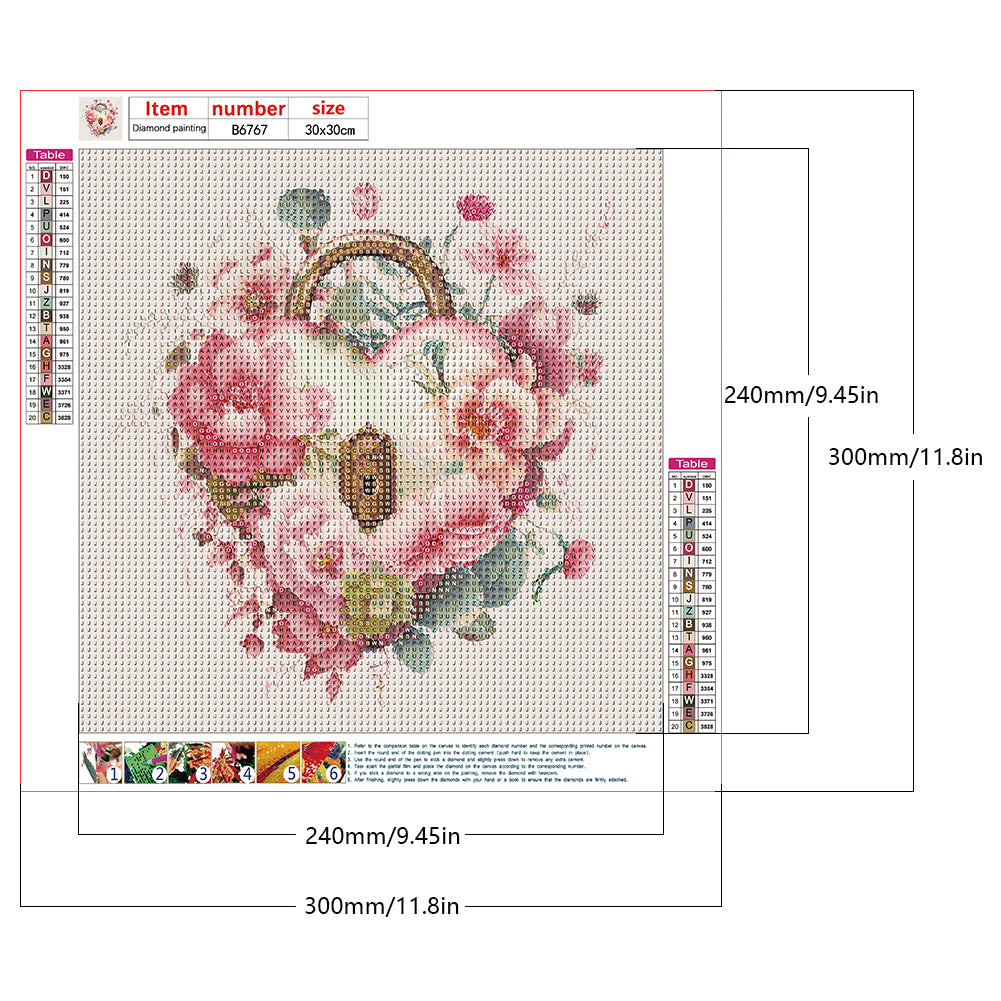 Flower Love Lock - Full Round Drill Diamond Painting 30*30CM