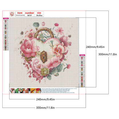 Flower Love Lock - Full Round Drill Diamond Painting 30*30CM