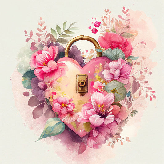 Flower Love Lock - Full Round Drill Diamond Painting 30*30CM