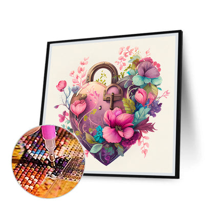 Flower Love Lock - Full Round Drill Diamond Painting 30*30CM