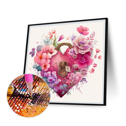 Flower Love Lock - Full Round Drill Diamond Painting 30*30CM