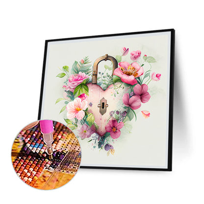 Flower Love Lock - Full Round Drill Diamond Painting 30*30CM