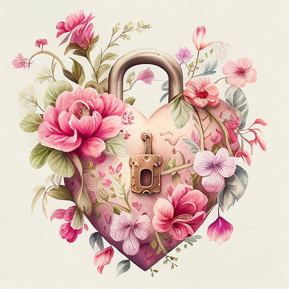 Flower Love Lock - Full Round Drill Diamond Painting 30*30CM