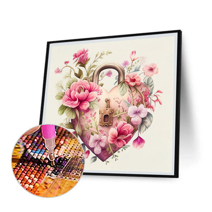 Flower Love Lock - Full Round Drill Diamond Painting 30*30CM