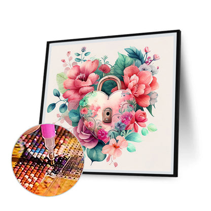 Flower Love Lock - Full Round Drill Diamond Painting 30*30CM