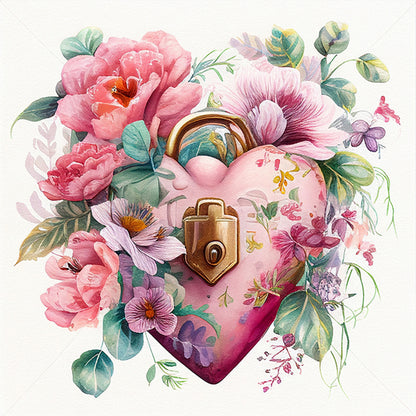 Flower Love Lock - Full Round Drill Diamond Painting 30*30CM