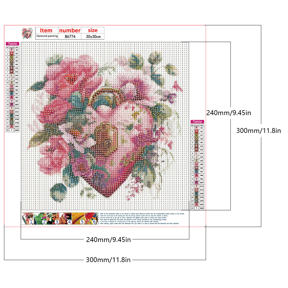 Flower Love Lock - Full Round Drill Diamond Painting 30*30CM