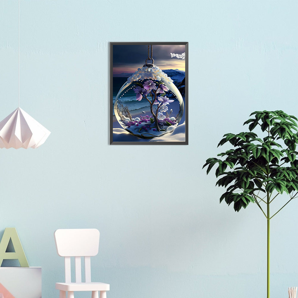 Flower Pendant - Full Square Drill Diamond Painting 20*30CM