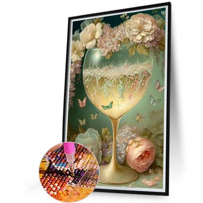 Flower Goblet - Full Square Drill Diamond Painting 20*30CM