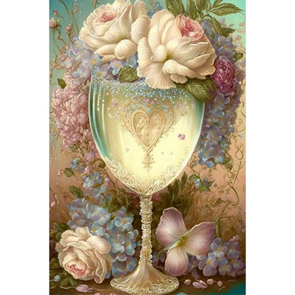 Flower Goblet - Full Square Drill Diamond Painting 20*30CM