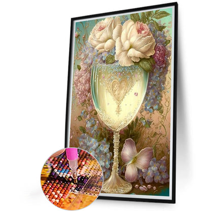 Flower Goblet - Full Square Drill Diamond Painting 20*30CM