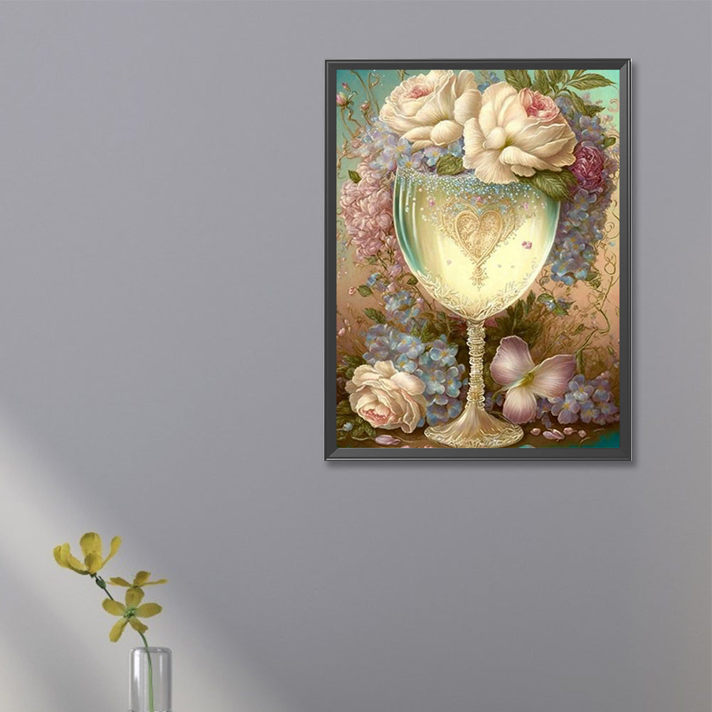 Flower Goblet - Full Square Drill Diamond Painting 20*30CM