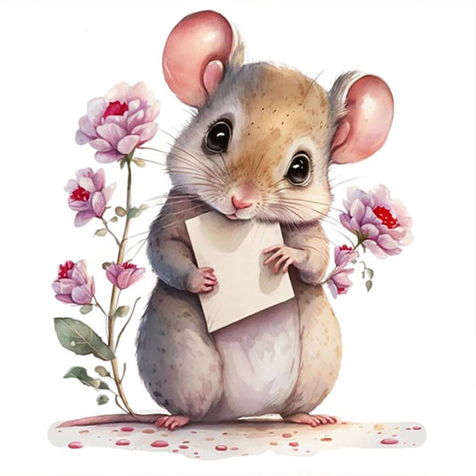 Mouse With Letter - Full Round Drill Diamond Painting 30*30CM