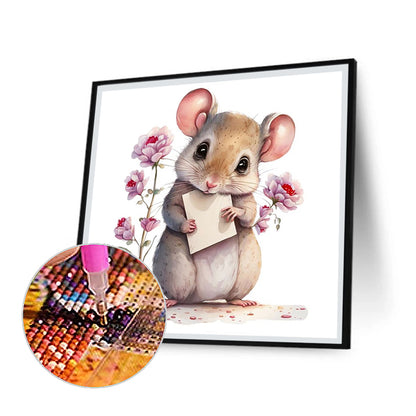 Mouse With Letter - Full Round Drill Diamond Painting 30*30CM