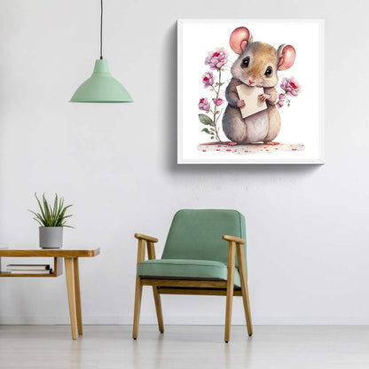 Mouse With Letter - Full Round Drill Diamond Painting 30*30CM