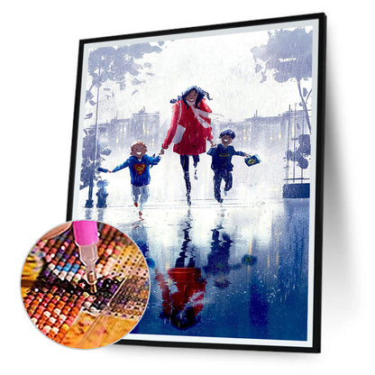 Run In The Rain - Full Round Drill Diamond Painting 30*40CM