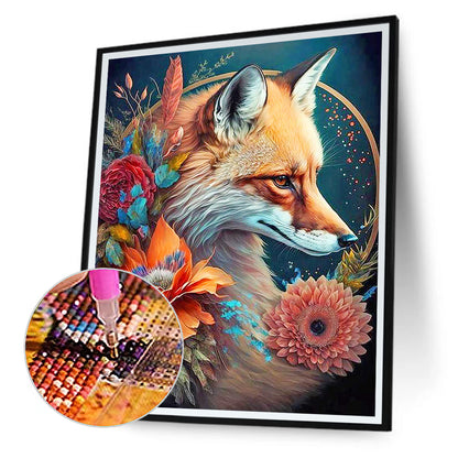 Flower And Fox - Full Round Drill Diamond Painting 30*40CM