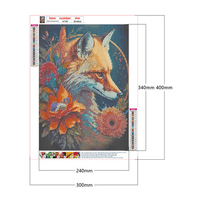 Flower And Fox - Full Round Drill Diamond Painting 30*40CM